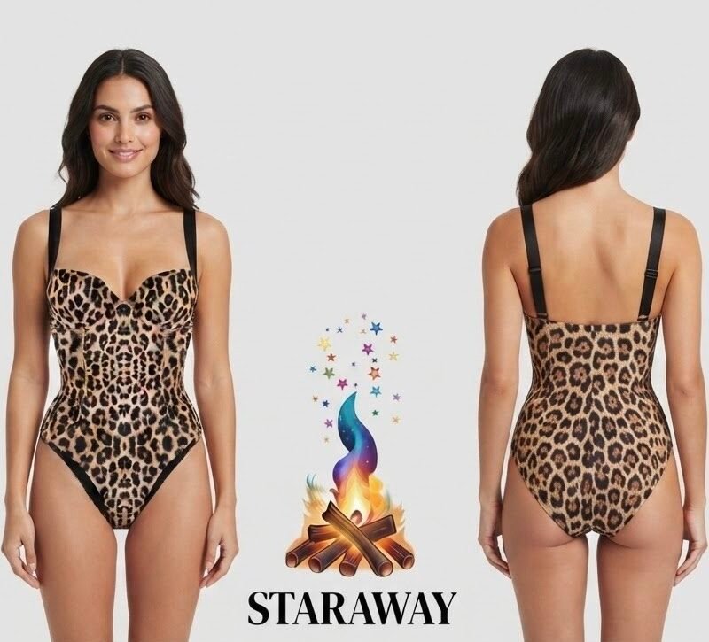 LEOPARD PRINT ONE - PIECE SWIMSUIT - SIZE SMALL