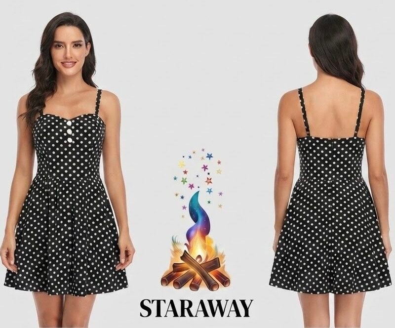 POLKA - DOT FIT - AND - FLARE DRESS - SIZE SMALL