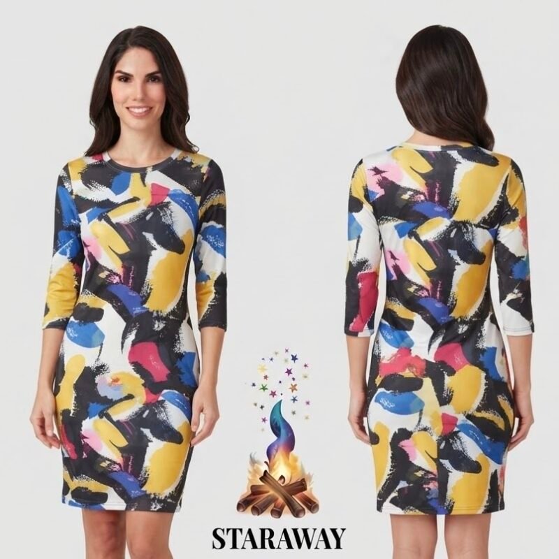 ABSTRACT BRUSHSTROKE PRINT DRESS - SIZE SMALL