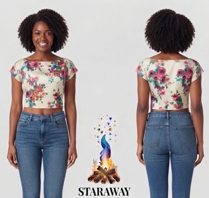 VINTAGE FLORAL CROP BLOUSE - SIZE SMALL